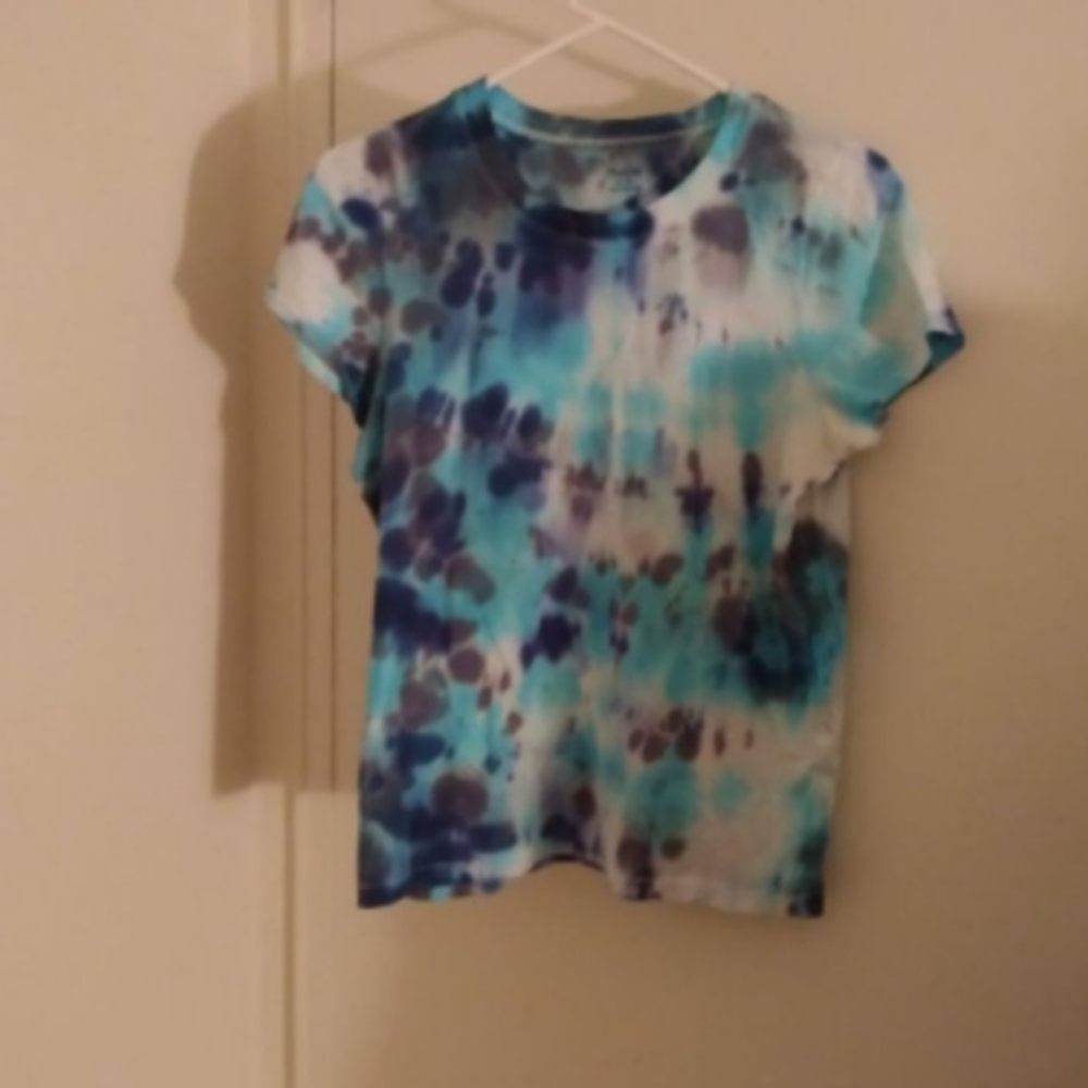 Madewell Tie Dye Blue Crew Neck Tee Shirt Sz M